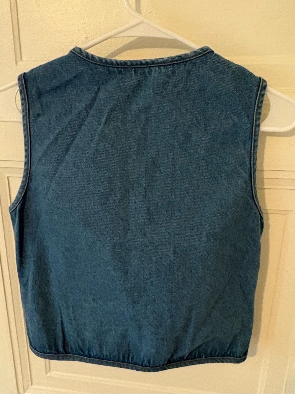 Denim Tie-Front Vest in Medium Blue - Picture 2 of 2